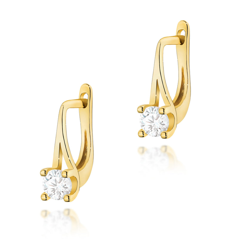 Cercei Aur 14K cu Diamant Natural 0.20 ct — Aur galben