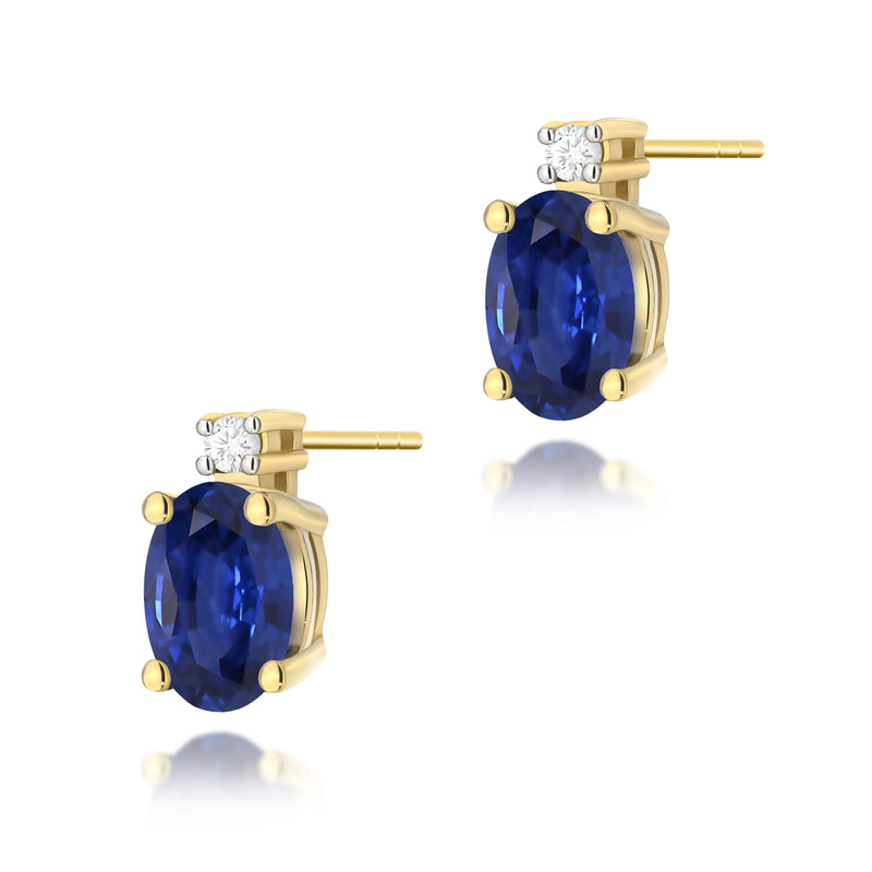 Cercei Aur 14K cu Safir 0.70 ct si Diamante Naturale 0.03 ct — Aur galben