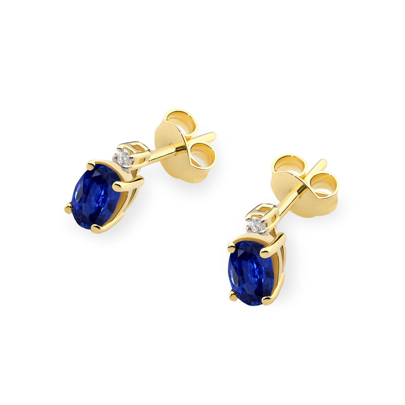 Cercei Aur 14K cu Safir 0.70 ct si Diamante Naturale 0.03 ct, imaginea 2 din 9