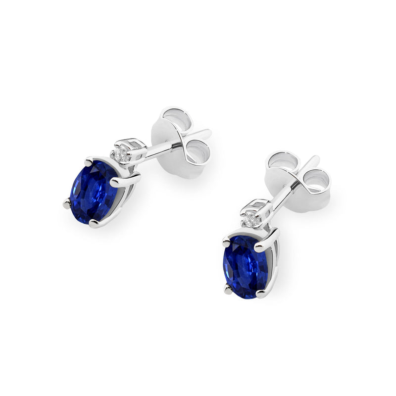 Cercei Aur 14K cu Safir 0.70 ct si Diamante Naturale 0.03 ct, imaginea 5 din 9