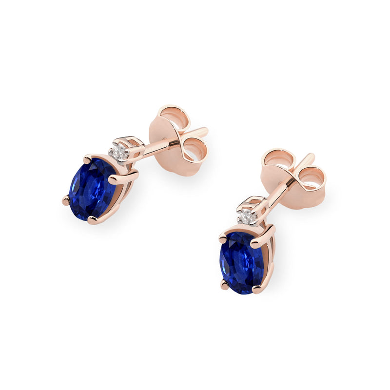 Cercei Aur 14K cu Safir 0.70 ct si Diamante Naturale 0.03 ct, imaginea 8 din 9