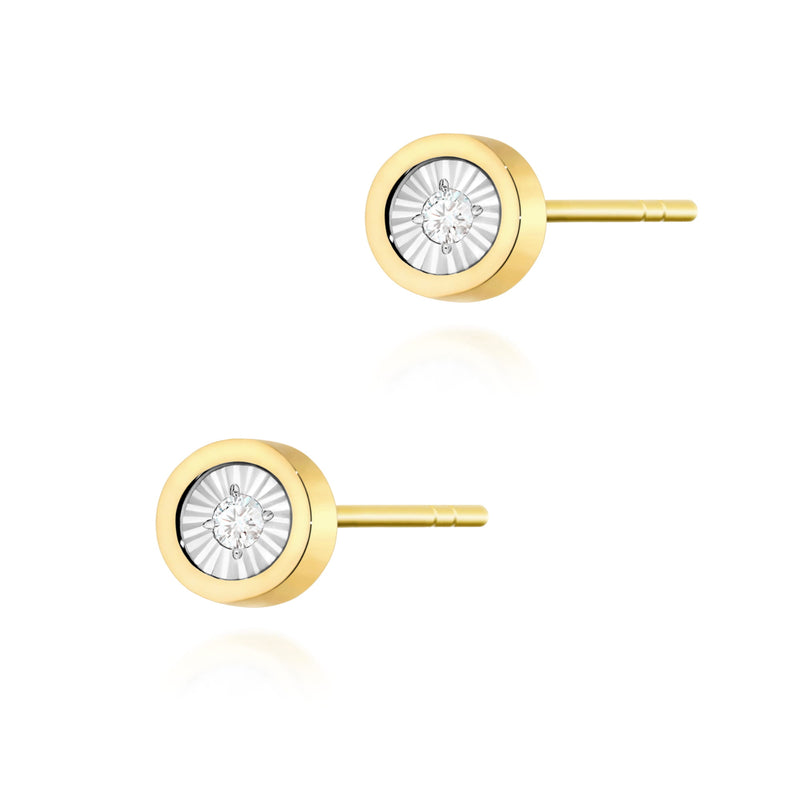 Cercei Aur 14K cu Diamant Natural 0.08 ct — Aur galben