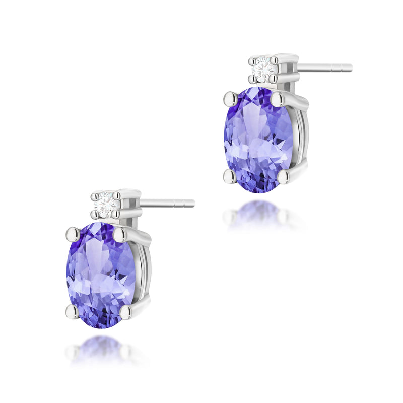 Cercei Aur 14K cu Tanzanit 0.40 ct si Diamante Naturale 0.03 ct, imaginea 4 din 9