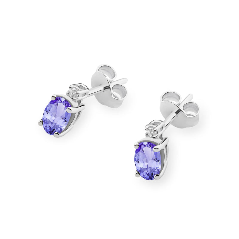 Cercei Aur 14K cu Tanzanit 0.40 ct si Diamante Naturale 0.03 ct, imaginea 5 din 9