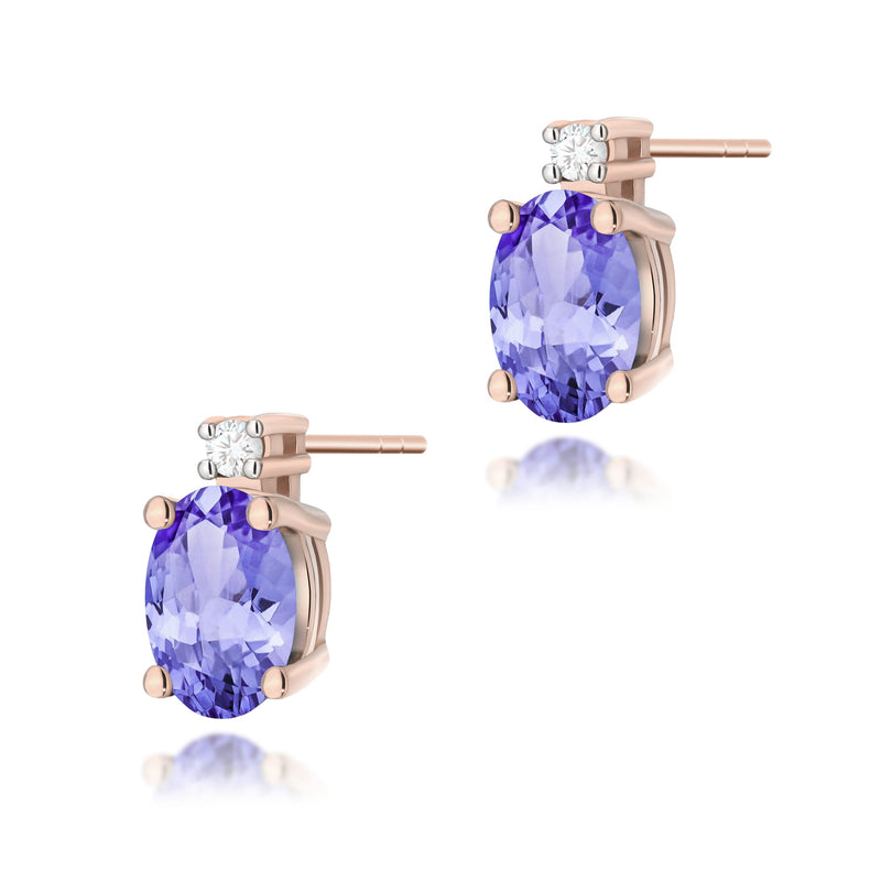 Cercei Aur 14K cu Tanzanit 0.40 ct si Diamante Naturale 0.03 ct, imaginea 7 din 9