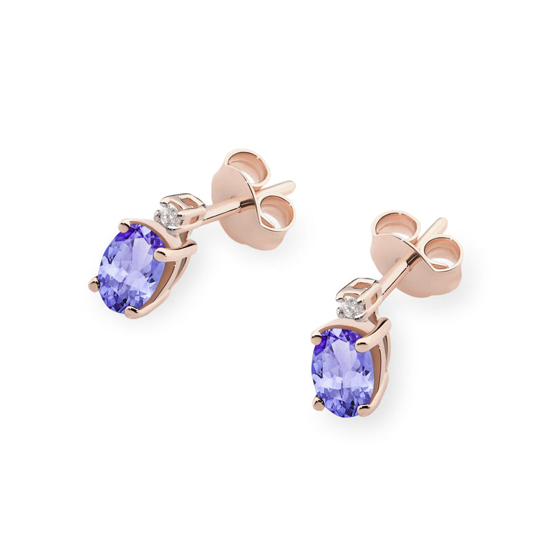 Cercei Aur 14K cu Tanzanit 0.40 ct si Diamante Naturale 0.03 ct, imaginea 8 din 9