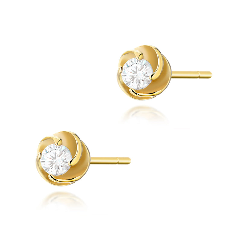 Cercei Aur 14K cu Diamant Natural 0.08 ct — Aur galben