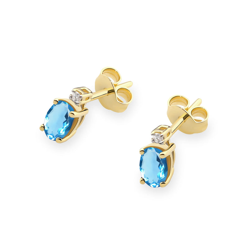 Cercei Aur 14K cu Topaz London Blue 0.50 ct si Diamante Naturale 0.03 ct, imaginea 2 din 9