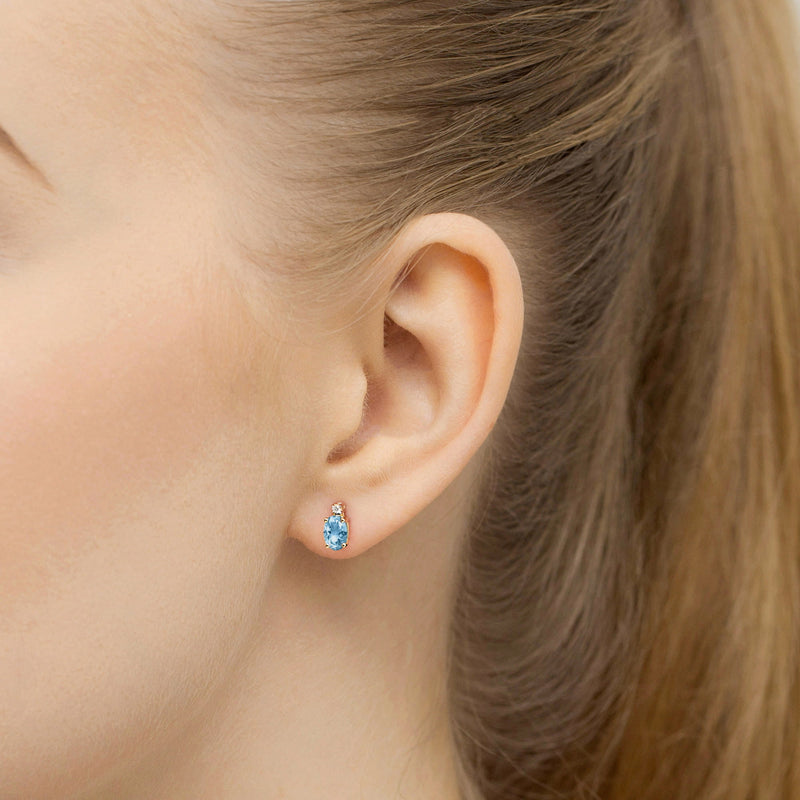 Cercei Aur 14K cu Topaz London Blue 0.50 ct si Diamante Naturale 0.03 ct, imaginea 3 din 9