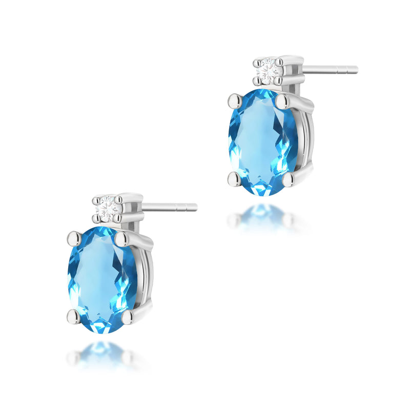 Cercei Aur 14K cu Topaz London Blue 0.50 ct si Diamante Naturale 0.03 ct, imaginea 4 din 9