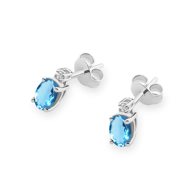 Cercei Aur 14K cu Topaz London Blue 0.50 ct si Diamante Naturale 0.03 ct, imaginea 5 din 9