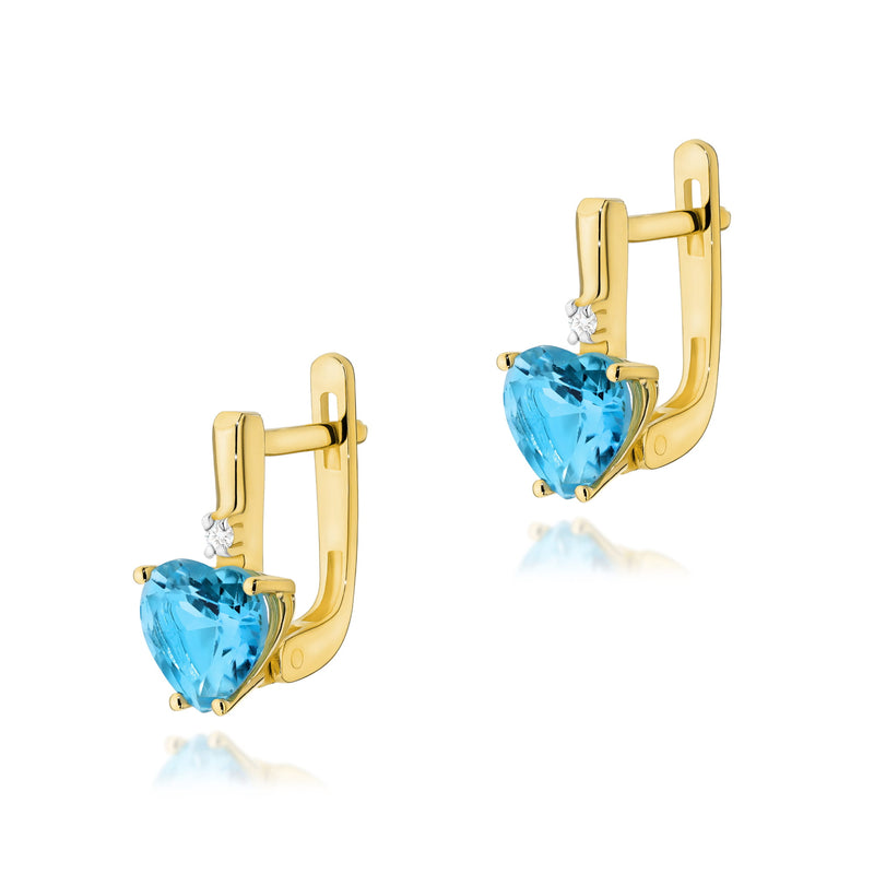 Cercei Aur 14K cu Topaz Swiss 1.20 ct si Diamante Naturale 0.03 ct — Aur galben