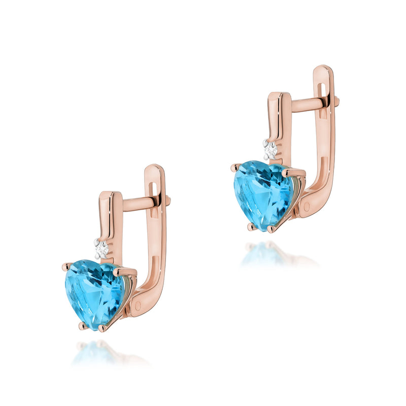Cercei Aur 14K cu Topaz Swiss 1.20 ct si Diamante Naturale 0.03 ct, imaginea 3 din 4