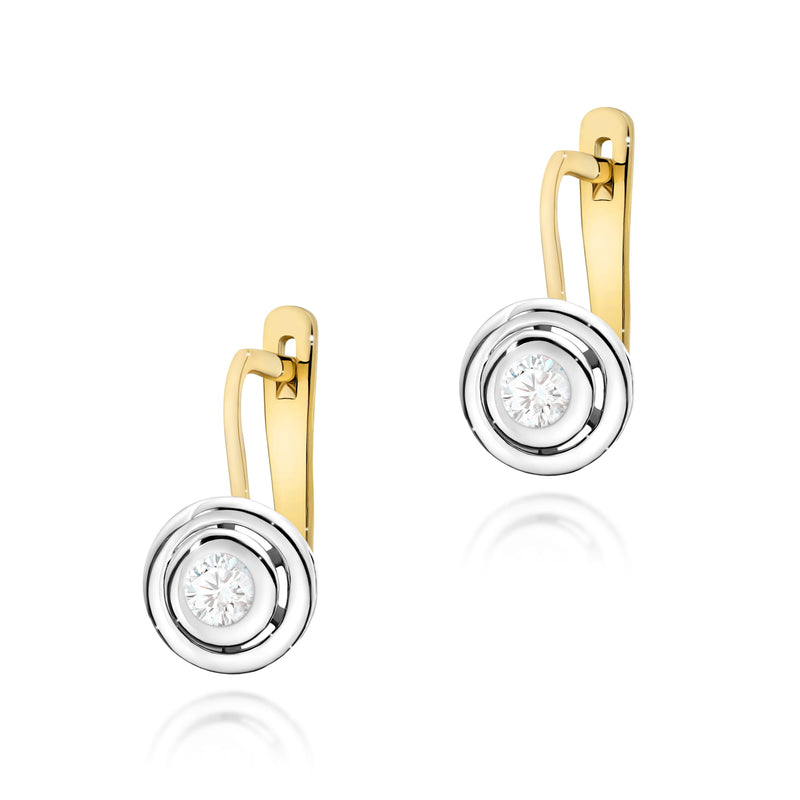 Cercei Aur 14K cu Diamant Natural 0.10 ct — Aur galben