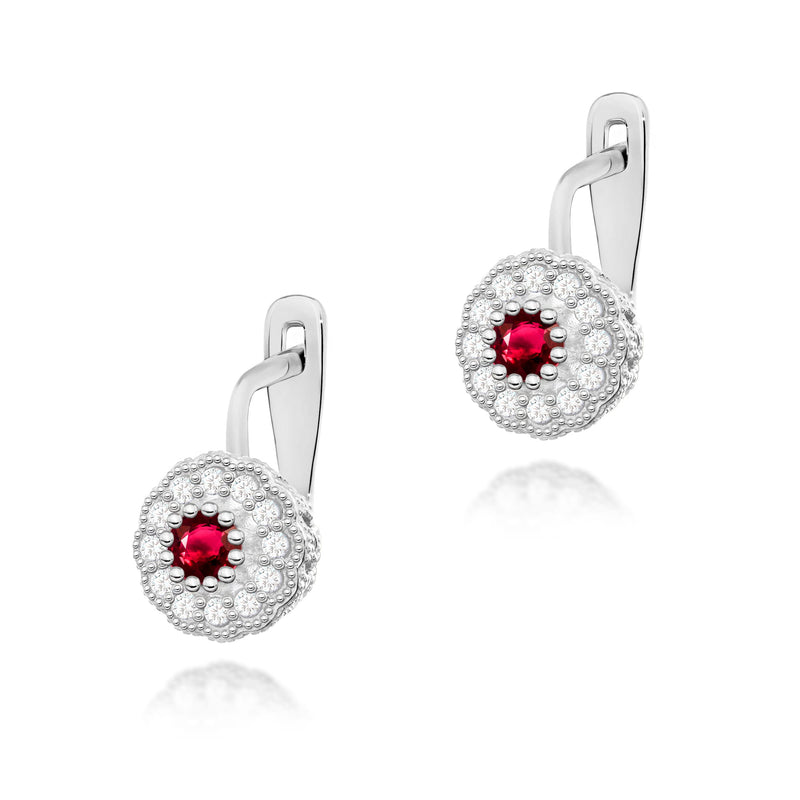 Cercei Aur 14K cu Rubin 0.30 ct si Diamante Naturale 0.21 ct, imaginea 4 din 7