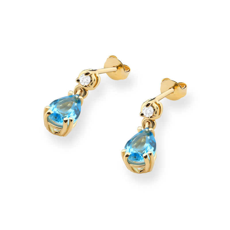 Cercei Aur 14K cu Topaz Swiss 0.90 ct si Diamante Naturale 0.04 ct, imaginea 2 din 6
