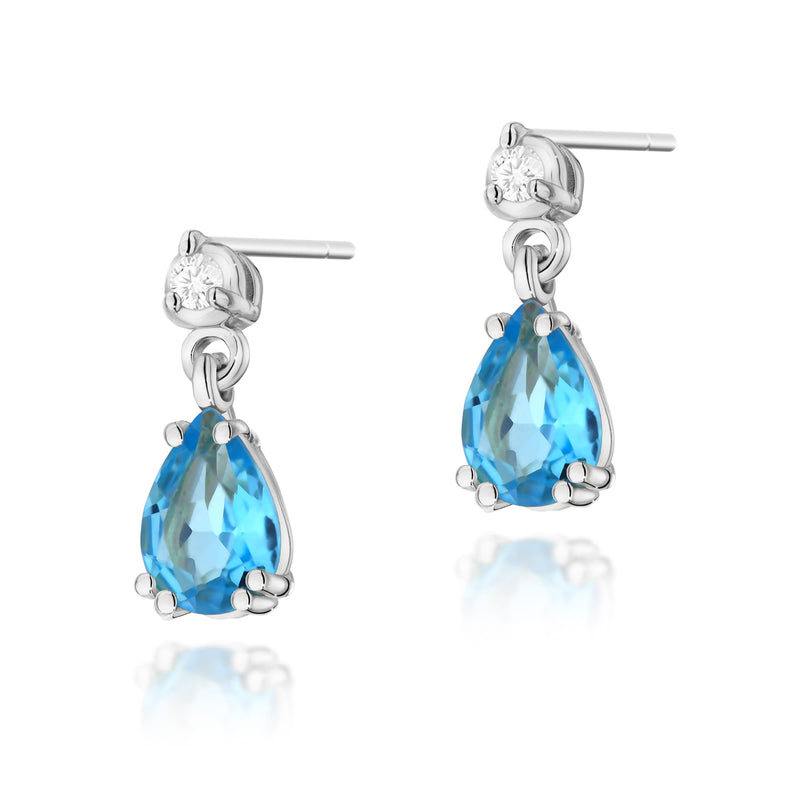 Cercei Aur 14K cu Topaz Swiss 0.90 ct si Diamante Naturale 0.04 ct, imaginea 5 din 6