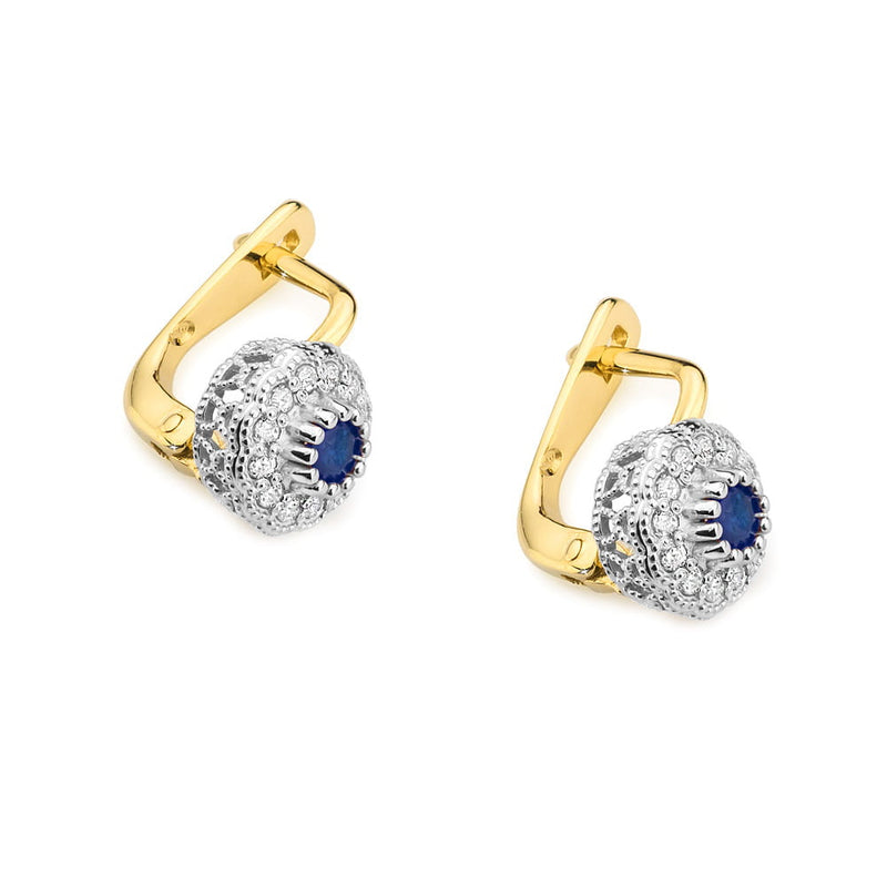 Cercei Aur 14K cu Safir 0.30 ct si Diamante Naturale 0.21 ct, imaginea 2 din 8