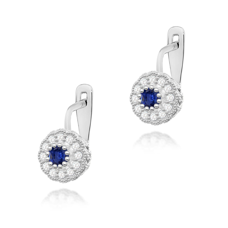 Cercei Aur 14K cu Safir 0.30 ct si Diamante Naturale 0.21 ct, imaginea 4 din 8