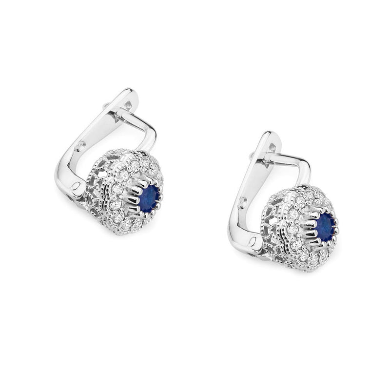 Cercei Aur 14K cu Safir 0.30 ct si Diamante Naturale 0.21 ct, imaginea 5 din 8