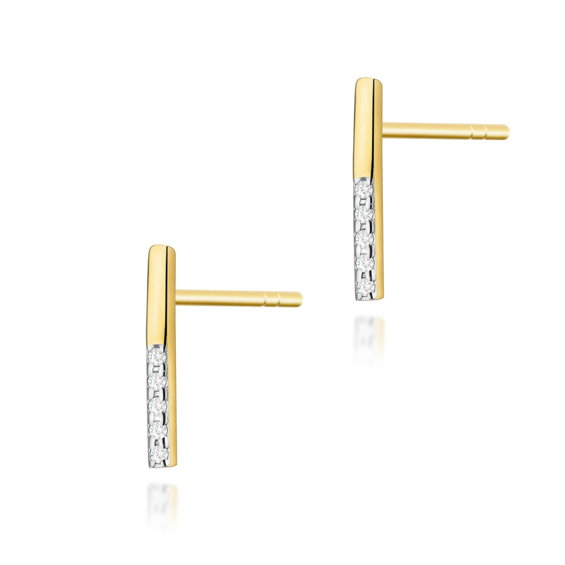 Cercei Aur 14K cu Diamante Naturale 0.05 ct — Aur galben