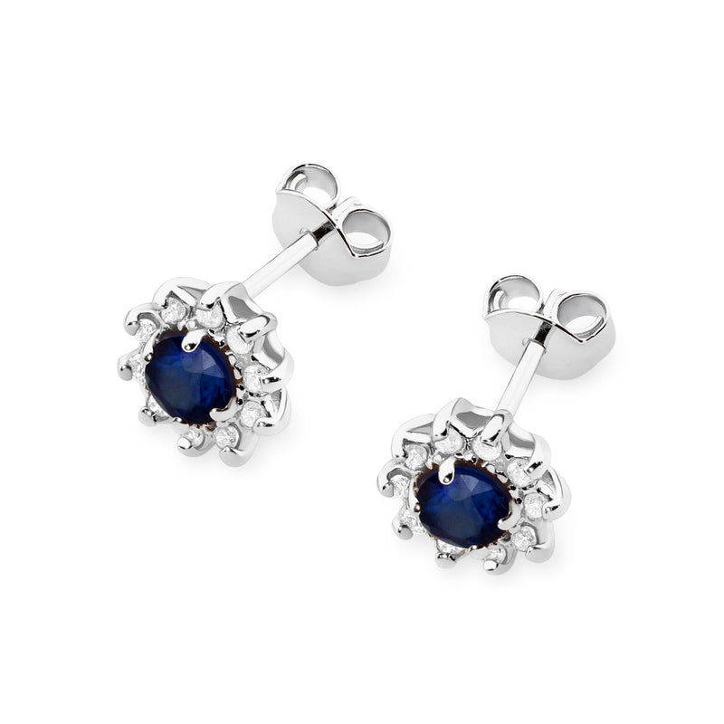 Cercei Aur 14K cu Safir 0.15 ct si Diamante Naturale 0.17 ct, imaginea 4 din 6