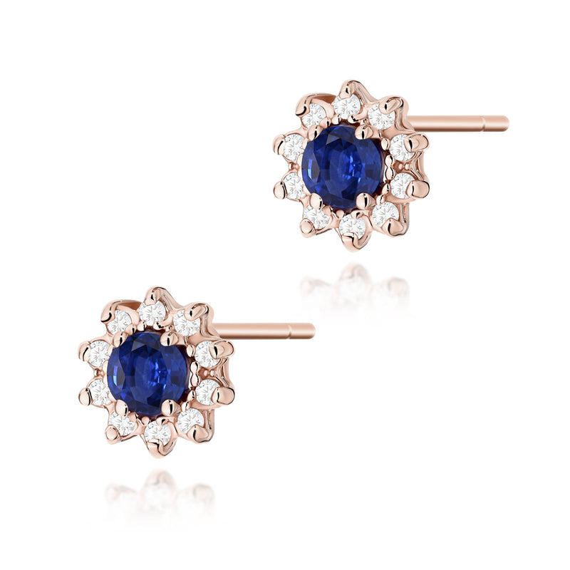 Cercei Aur 14K cu Safir 0.15 ct si Diamante Naturale 0.17 ct, imaginea 5 din 6