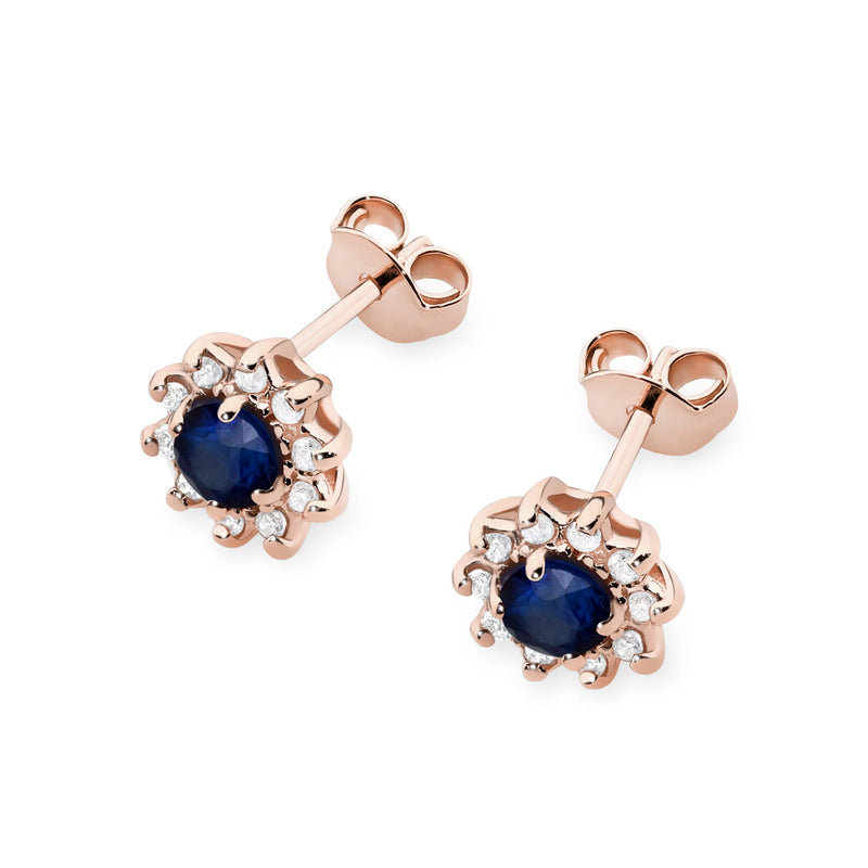 Cercei Aur 14K cu Safir 0.15 ct si Diamante Naturale 0.17 ct, imaginea 6 din 6