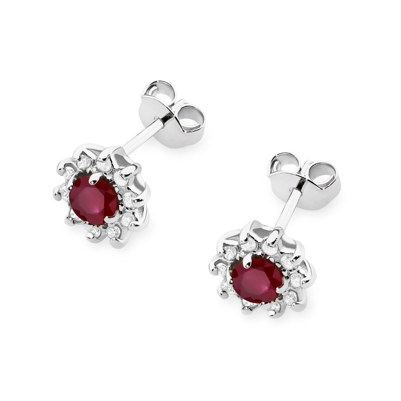 Cercei Aur 14K cu Rubin 0.15 ct si Diamante Naturale 0.17 ct, imaginea 4 din 6