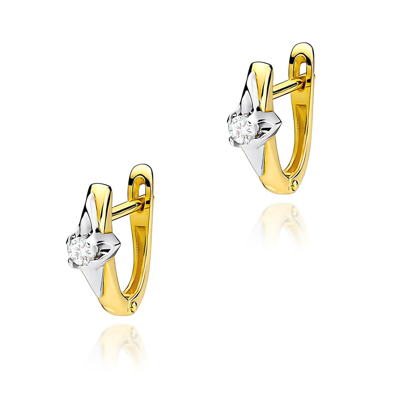 Cercei Aur 14K cu Diamant Natural 0.10 ct — Aur galben