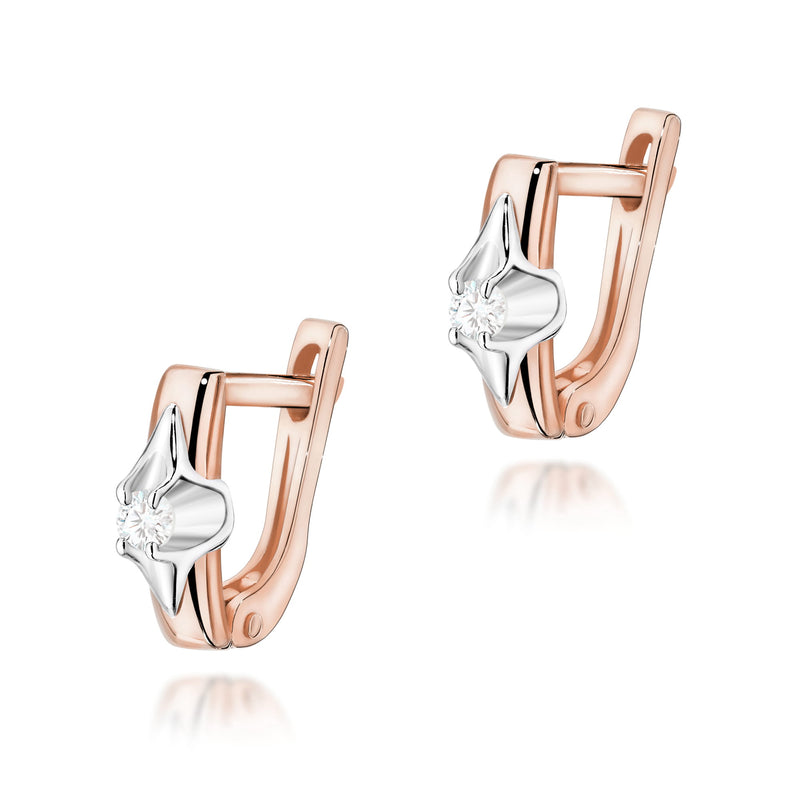 Cercei Aur 14K cu Diamant Natural 0.04 ct, imaginea 3 din 6