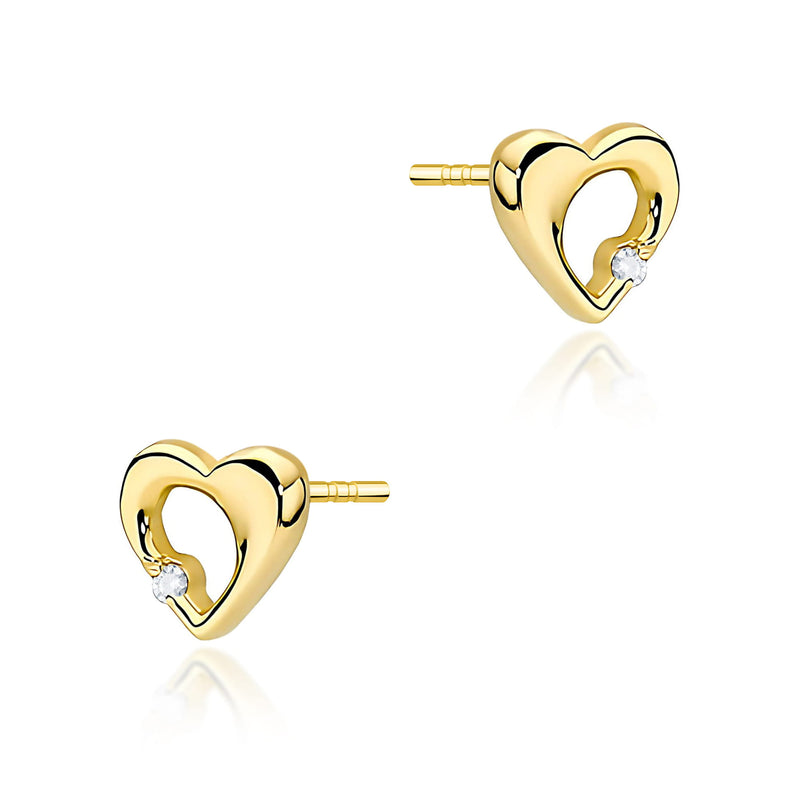 Cercei Aur 14K cu Diamant Natural 0.01 ct — Aur galben