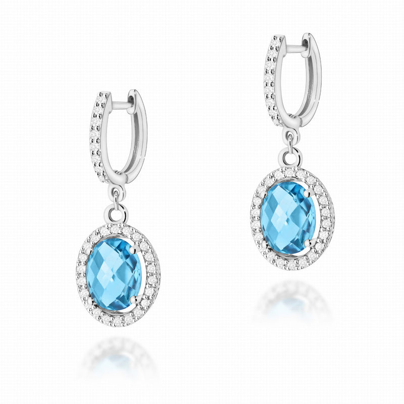 Cercei Aur 14K cu Topaz Swiss 1.70 ct si Diamante Naturale 0.36 ct, imaginea 3 din 6