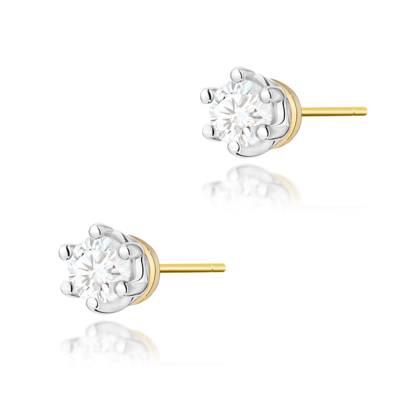 Cercei Aur 14K cu Diamant Natural 0.15 ct — Aur galben