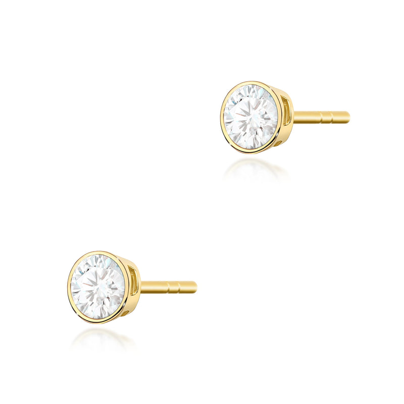 Cercei Aur 14K cu Diamant Natural 0.10 ct — Aur galben