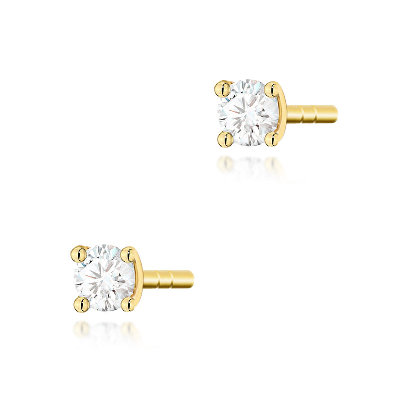 Cercei Aur 14K cu Diamant Natural 0.04 ct — Aur galben