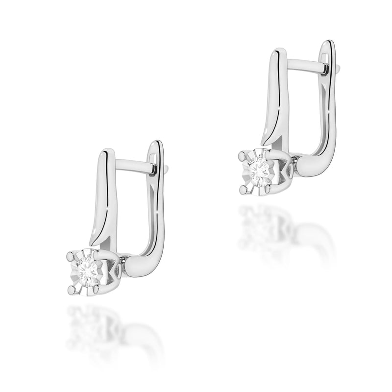Cercei Aur 14K cu Diamant Natural 0.08 ct, imaginea 3 din 5