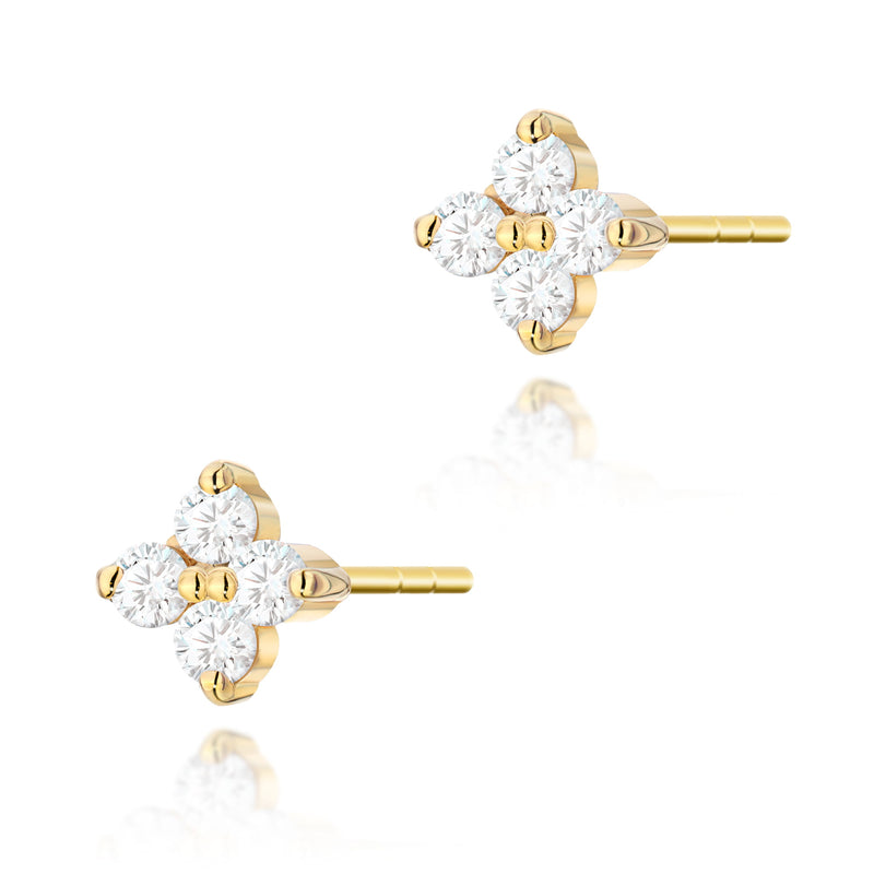 Cercei Aur 14K cu Diamante Naturale 0.12 ct — Aur galben