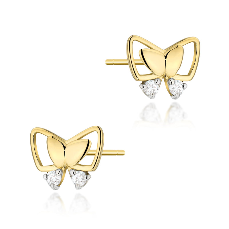 Cercei Aur 14K cu Diamante Naturale 0.08 ct — Aur galben
