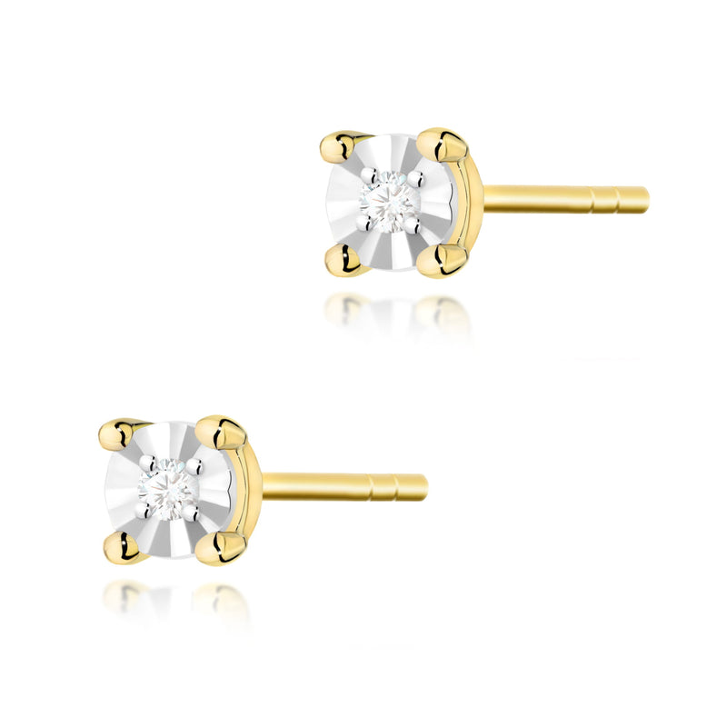 Cercei Aur 14K cu Diamant Natural 0.03 ct — Aur galben