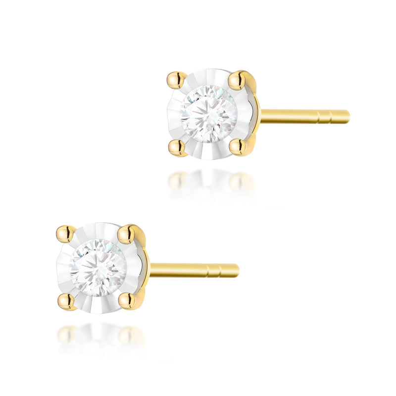 Cercei Aur 14K cu Diamant Natural 0.08 ct — Aur galben