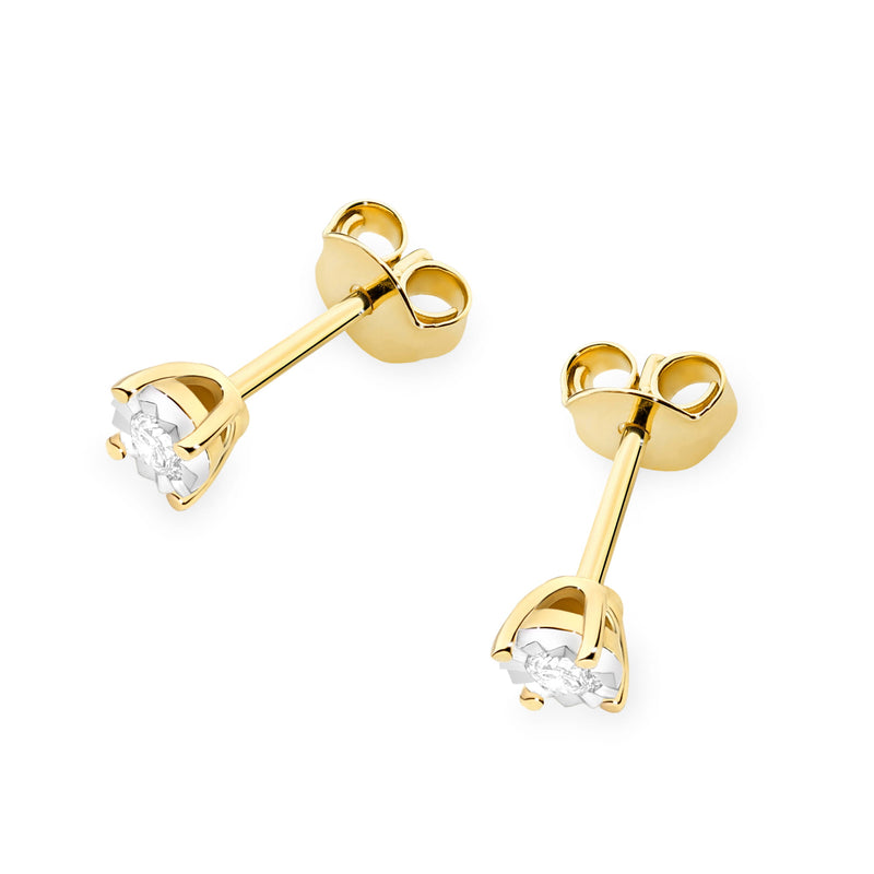 Cercei Aur 14K cu Diamant Natural 0.08 ct, imaginea 2 din 6