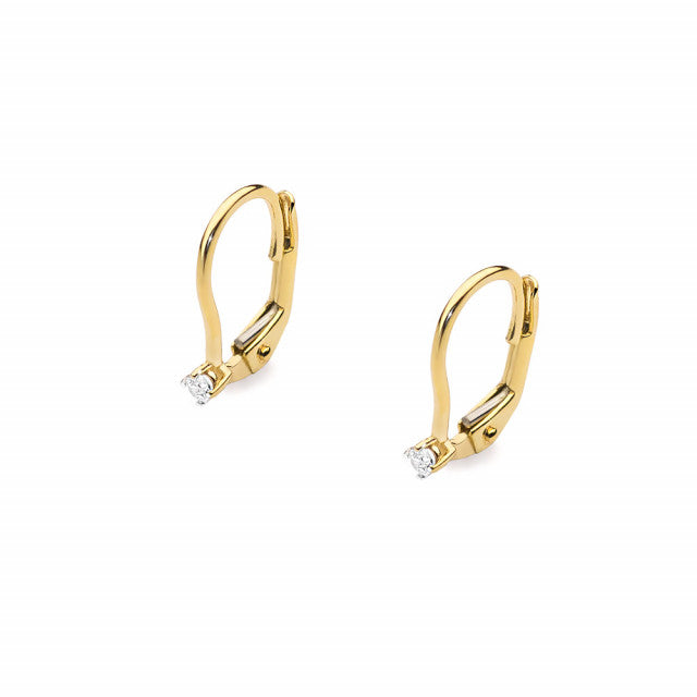 Cercei Aur 14K cu Diamant Natural 0.03 ct — Aur galben