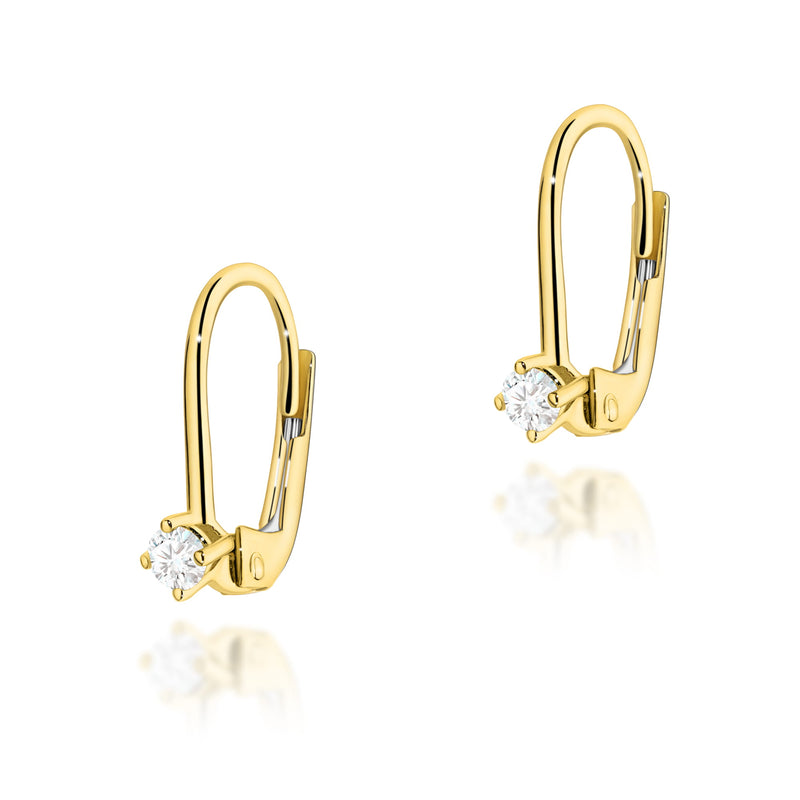Cercei Aur 14K cu Diamant Natural 0.08 ct — Aur galben