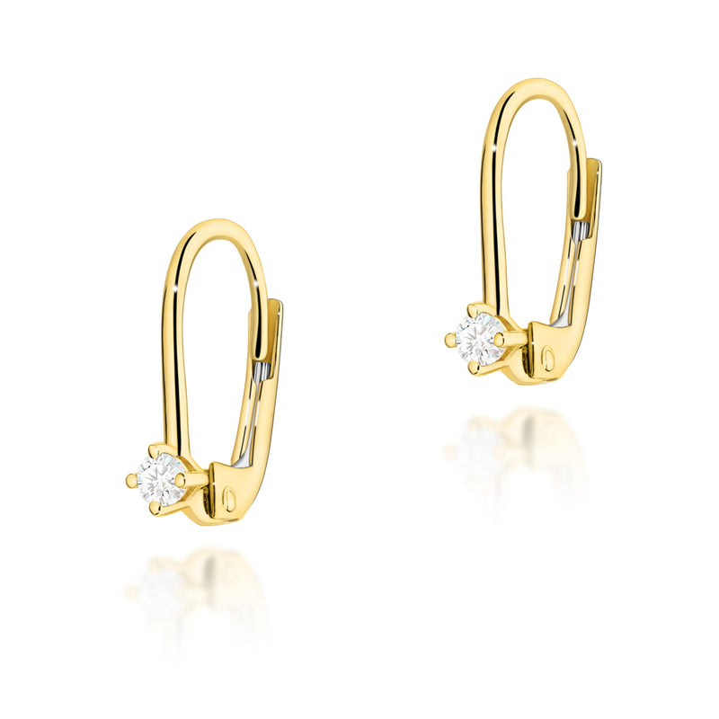 Cercei Aur 14K cu Diamant Natural 0.07 ct — Aur galben