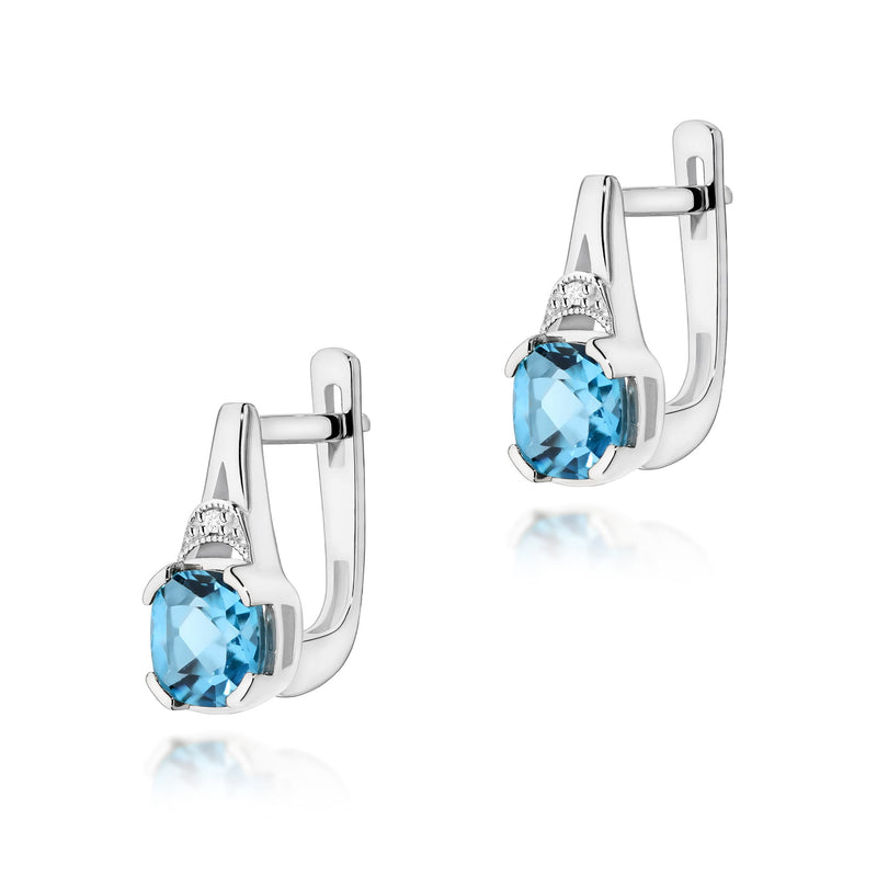 Cercei Aur 14K cu Topaz Swiss 1.10 ct si Diamante Naturale 0.01 ct, imaginea 3 din 4