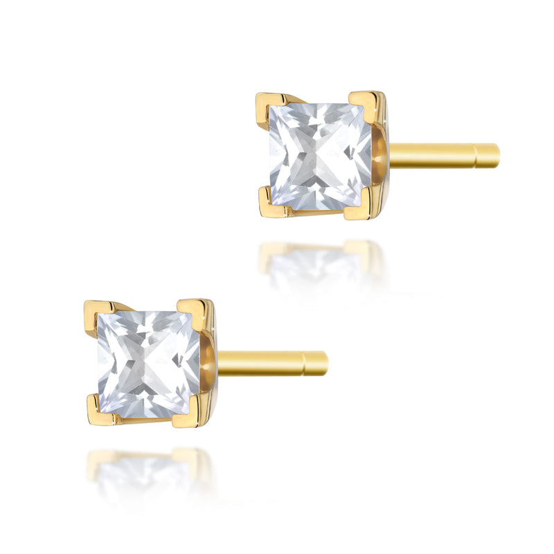 Cercei Aur 14K cu Diamant Natural 0.15 ct — Aur galben