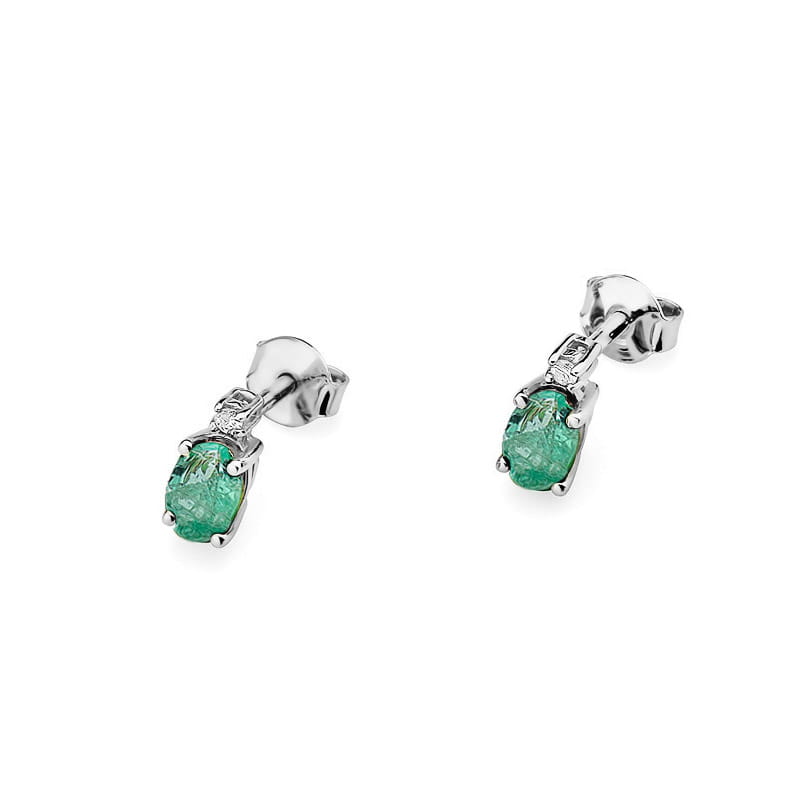 Cercei Aur 14K cu Smarald 0.40 ct si Diamante Naturale 0.03 ct, imaginea 5 din 8