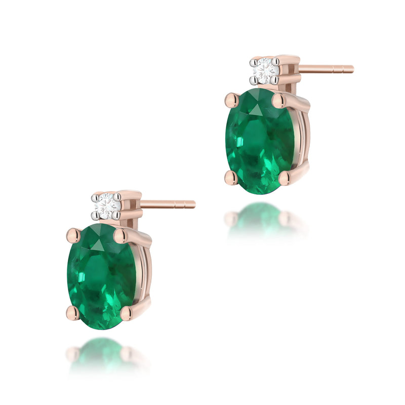 Cercei Aur 14K cu Smarald 0.40 ct si Diamante Naturale 0.03 ct, imaginea 6 din 8