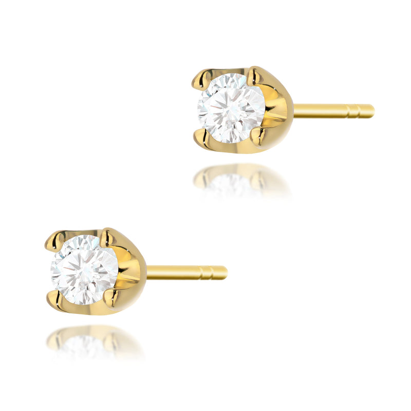 Cercei Aur 14K cu Diamant Natural 0.10 ct — Aur galben